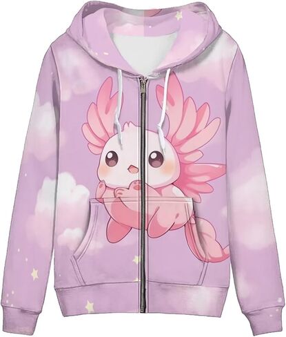 Cute Jacket Women Zip Up Hoodie XS-5XL Fashion Hoodies & Sweatshirts Teens Hooded Pullover Tops in Saudi Arabia