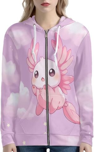 Cute Jacket Women Zip Up Hoodie XS-5XL Fashion Hoodies & Sweatshirts Teens Hooded Pullover Tops in Saudi Arabia