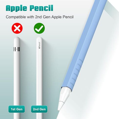 قطعتان من حافظة السيليكون الواقية لقلم أبل، ملحقات غطاء لجهاز iPad Pencil الجيل الثاني مع غطاء بـ 4 سن، أزرق وأزرق in Kuwait
