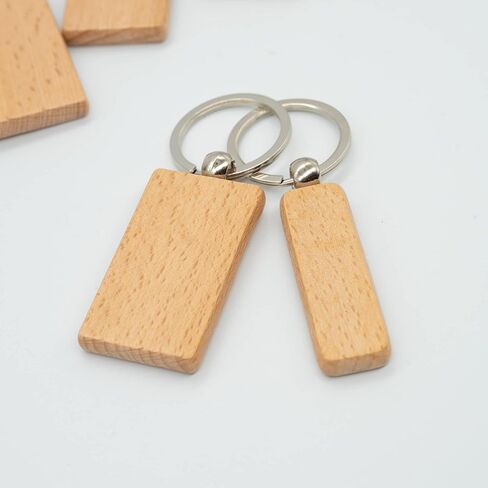 Wood Engraving Blanks Rectangle Blank Wooden Key Chain Wood Blanks for Keychains 20 Pack (Width：1.22 inch) in Saudi Arabia