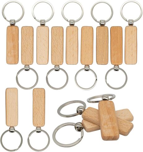 Wood Engraving Blanks Rectangle Blank Wooden Key Chain Wood Blanks for Keychains 20 Pack (Width：1.22 inch) in Saudi Arabia