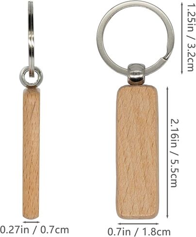 Wood Engraving Blanks Rectangle Blank Wooden Key Chain Wood Blanks for Keychains 20 Pack (Width：1.22 inch) in Saudi Arabia