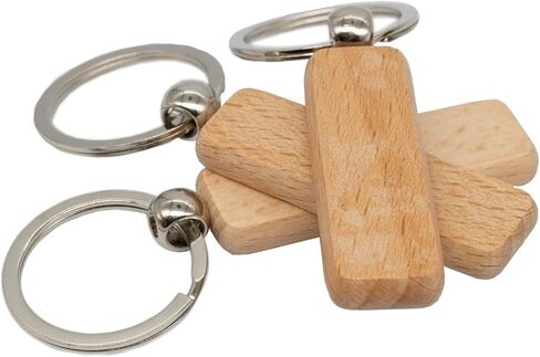 Wood Engraving Blanks Rectangle Blank Wooden Key Chain Wood Blanks for Keychains 20 Pack (Width：1.22 inch) in Saudi Arabia