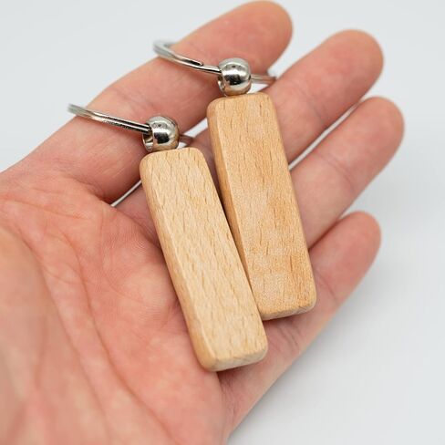 Wood Engraving Blanks Rectangle Blank Wooden Key Chain Wood Blanks for Keychains 20 Pack (Width：1.22 inch) in Saudi Arabia
