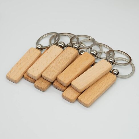 Wood Engraving Blanks Rectangle Blank Wooden Key Chain Wood Blanks for Keychains 20 Pack (Width：1.22 inch) in Saudi Arabia