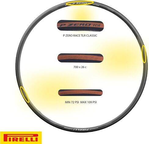 Pirelli P Zero Race TLR Classic 26-622 (700 x 26c) Road Bike Tire - Italian-Made Tech, Speedcore 120tpi Casing, Aramid Compound - Next-Gen Speed and Smoothness in Kuwait