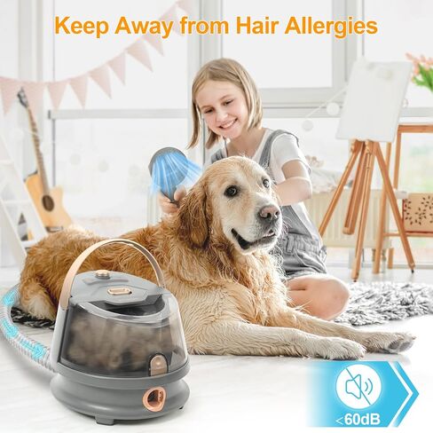 مجموعة مكنسة شعر الكلاب والعناية بها، شفط الرياح الساخنة بنسبة 99.99% من شعر الحيوانات الأليفة قطعة واحدة بالشفط الدافئ، 8 أدوات للعناية بالشعر، مكنسة كهربائية سعة 2.5 لتر، كوب غبار كبير للمنزل، ماكينة تهذيب شعر الحيوانات الأليفة بالمكنسة الكهربائية in Kuwait