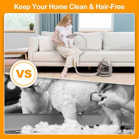 مجموعة مكنسة شعر الكلاب والعناية بها، شفط الرياح الساخنة بنسبة 99.99% من شعر الحيوانات الأليفة قطعة واحدة بالشفط الدافئ، 8 أدوات للعناية بالشعر، مكنسة كهربائية سعة 2.5 لتر، كوب غبار كبير للمنزل، ماكينة تهذيب شعر الحيوانات الأليفة بالمكنسة الكهربائية in Kuwait