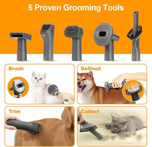 مجموعة مكنسة شعر الكلاب والعناية بها، شفط الرياح الساخنة بنسبة 99.99% من شعر الحيوانات الأليفة قطعة واحدة بالشفط الدافئ، 8 أدوات للعناية بالشعر، مكنسة كهربائية سعة 2.5 لتر، كوب غبار كبير للمنزل، ماكينة تهذيب شعر الحيوانات الأليفة بالمكنسة الكهربائية in Kuwait