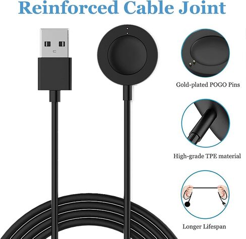 كابل شحن لـ Fossil Gen 4، Gen 5، Gen 5E، Gen 6، شاحن USB بديل لساعة مايكل كورس Gen 4 Sport/Gen 5 5E / Gen 6 الذكية 3.3 قدم / 100 سم (أسود) in Saudi Arabia