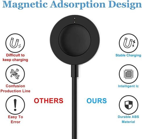 كابل شحن لـ Fossil Gen 4، Gen 5، Gen 5E، Gen 6، شاحن USB بديل لساعة مايكل كورس Gen 4 Sport/Gen 5 5E / Gen 6 الذكية 3.3 قدم / 100 سم (أسود) in Saudi Arabia