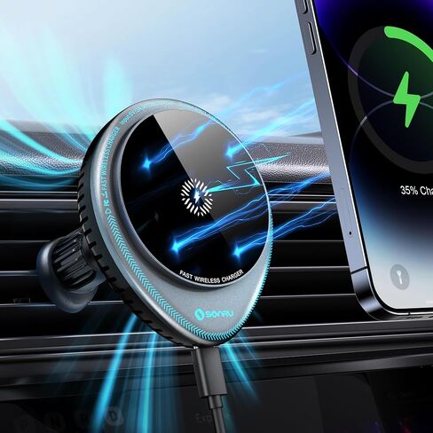 for MagSafe Car Mount Charger, 15W Magnetic Phone Holder Wireless Car Charger with Mini Fan[Cooling Fast Charging], 360° Rotation Magnetic Car Charger for iPhone 15 14 13 12 Pro Max Plus Mini in Saudi Arabia