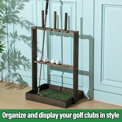 حامل نادي الغولف الخشبي مزدوج الجانب يتسع لـ 9 نوادي و10 كرات تخزين حامل نادي الغولف الخشبي لـ 3 أغطية رأس النادي عرض الأرضية رف مضرب منظم نادي الغولف لممارسة النادي الداخلي in Kuwait