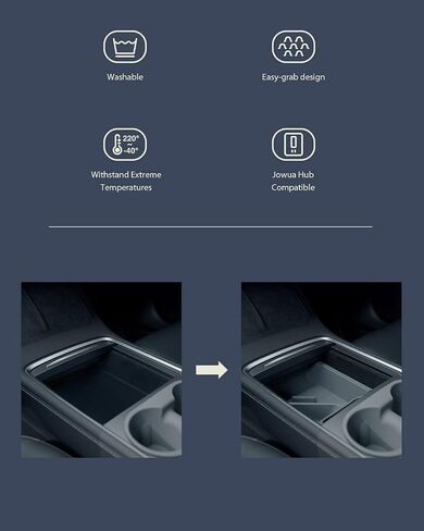 Jowua Compatible 2021-2023 Tesla Model 3 Model Y Center Console Tray Organizer washable silicone, light transmission design (3 Compartments, Translucent White) in Saudi Arabia