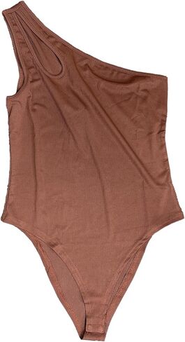 قميص Allegra K Leotard للسيدات بكتف واحد ومتماسك ومضلع ومقاس نحيف بدون أكمام in Saudi Arabia