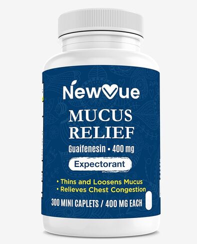 Mucus Relief Guaifenesin 400 mg مقشع سريع المفعول، رقيق ويخفف المخاط والسعال والبرد والأنفلونزا أقارنه بالمكونات النشطة Mucinex (صغير، عدد 300) in Kuwait