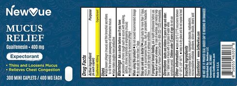 Mucus Relief Guaifenesin 400 mg مقشع سريع المفعول، رقيق ويخفف المخاط والسعال والبرد والأنفلونزا أقارنه بالمكونات النشطة Mucinex (صغير، عدد 300) in Kuwait