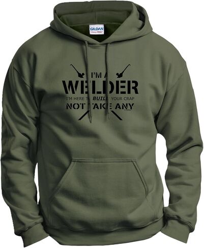 ThisWear Welder Here To Build Crap Not Take Any Long Sleeve Front Pocket Hoodie Sweatshirt in Saudi Arabia