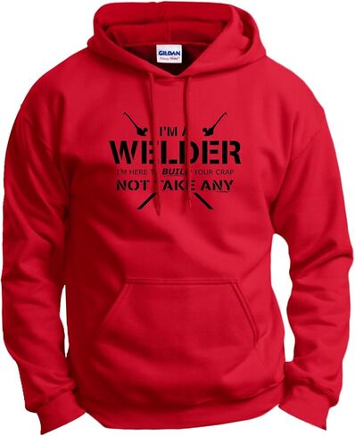 ThisWear Welder Here To Build Crap Not Take Any Long Sleeve Front Pocket Hoodie Sweatshirt in Saudi Arabia