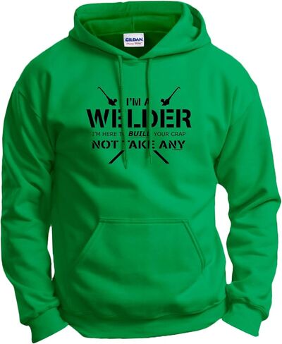 ThisWear Welder Here To Build Crap Not Take Any Long Sleeve Front Pocket Hoodie Sweatshirt in Saudi Arabia