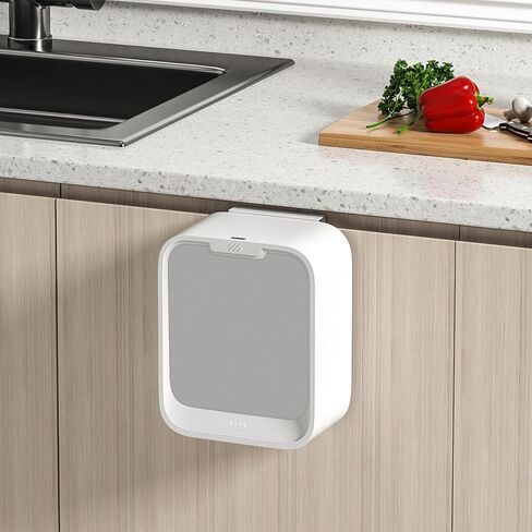 ELPHECO Motion Sensor Hanging Trash Can, 2 Gallon Sensor Waste Bin Wall Mounted Household with Lid Hanging Trash Can with Lid, Kitchen Cabinet Door Under Sink Plastic Trash Can, Grey in Saudi Arabia