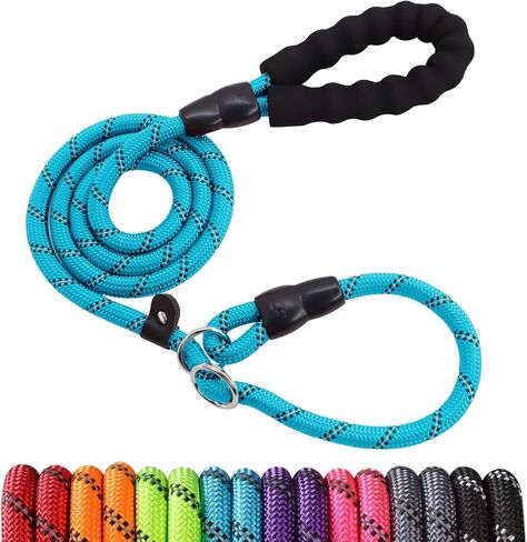 Slip Leads Dog Leash - 4/5/6 FT Slip Leash with Comfortable Handle - Reflective & Heavy Duty Rope Training Leash (1/2''- 4FT, Black) in Saudi Arabia