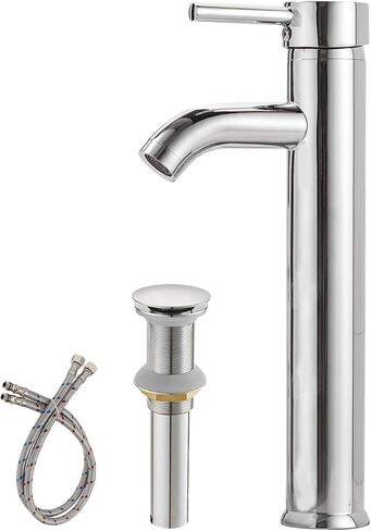 Matte Black Bathroom Faucet Single Hole Single Handle with Pop Up Drain with Overflow Aerator Spout Bath Basin Deck Mount Commercial Modern Faucets Mixer Tap Supply Hose Lead-Free in Saudi Arabia