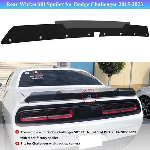 Bonbo Rear WickerBill Spoiler Fits for Dodge Challenger 2015-2022 2023 SRT RT Hellcat Scat Pack with Back up Camera, 2-Piece Rear Wicker Bill Spoiler Add-on Type Includes RivNut Tool in Saudi Arabia
