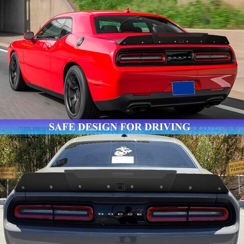 Bonbo Rear WickerBill Spoiler Fits for Dodge Challenger 2015-2022 2023 SRT RT Hellcat Scat Pack with Back up Camera, 2-Piece Rear Wicker Bill Spoiler Add-on Type Includes RivNut Tool in Saudi Arabia