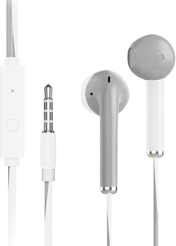 سماعات أذن سلكية مقاس 3.5 ملم، سماعات أذن سلكية مدمجة وخفيفة الوزن، سماعات عازلة للضوضاء للعمل والموسيقى (أبيض ورمادي) in Kuwait