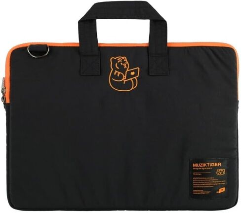 MUZIKTIGER] حافظة كمبيوتر محمول/كمبيوتر لوحي مقاس 15 ~ 16 بوصة بمقبض، حقيبة مبطنة شبكية - متوافقة مع MacBook Pro16، HP/Dell/Lenovo/Asus/Acer، حقيبة بوليستر مع سحابين مزدوجين - يجلس النمر الأسود in Kuwait