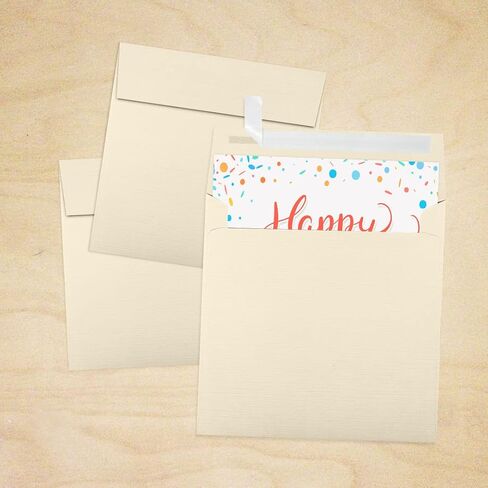 LUXPaper Square Invitation Envelopes | Peel & Press | 6 1/2" x 6 1/2" | Natural Linen | 80lb. Text | 50 Qty in Saudi Arabia