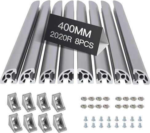 8pcs 1000mm 2020R Aluminum Extrusion European Standard Anodized Arc Type Linear Rail for 6D Printer Parts and CNC DIY Silver in Kuwait