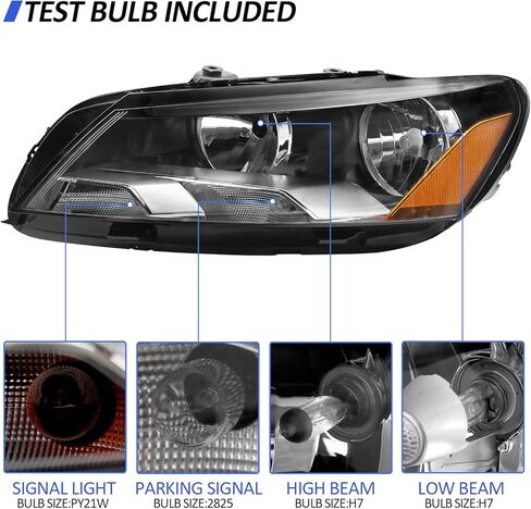 مجموعة المصابيح الأمامية Sunhua مناسبة لـ 2012 2013 2014 2015 Volkswagen Passat والسائق والركاب الجانب 6 Pin كشافات هالوجين in Kuwait
