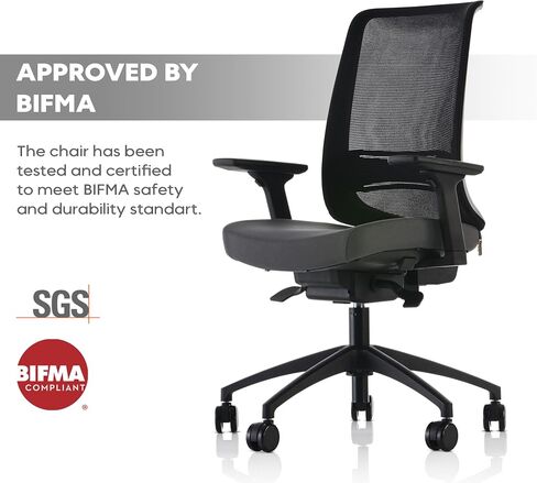 Goldsit Mercur Style Office Desk Chair | European Quality | Mesh Backrest with 3 Lockable Angles | Adjustable Armrests | Brake Rolling Resistance and Silent Casters | Anthracite in Saudi Arabia