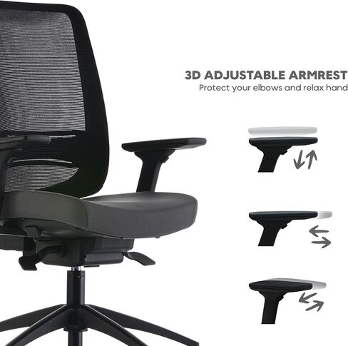 Goldsit Mercur Style Office Desk Chair | European Quality | Mesh Backrest with 3 Lockable Angles | Adjustable Armrests | Brake Rolling Resistance and Silent Casters | Anthracite in Saudi Arabia