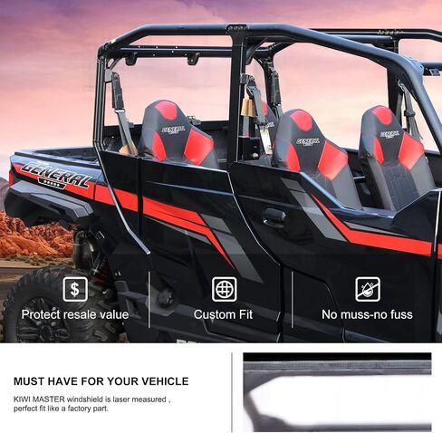 KIWI MASTER Hard Coat Poly Rear Back Windshield Compatible with 2016-2024 Polaris General 1000 Accessories General 4 1000 / General XP 1000 / XP 4 1000 Heavy Duty Polycarbonate Scratch Resistant in Saudi Arabia