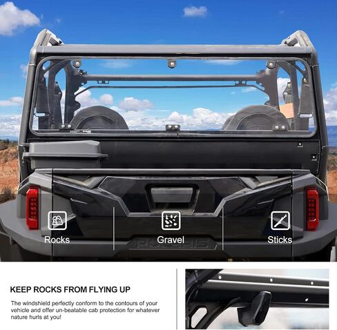 KIWI MASTER Hard Coat Poly Rear Back Windshield Compatible with 2016-2024 Polaris General 1000 Accessories General 4 1000 / General XP 1000 / XP 4 1000 Heavy Duty Polycarbonate Scratch Resistant in Saudi Arabia