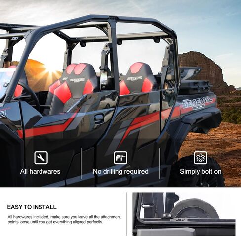 KIWI MASTER Hard Coat Poly Rear Back Windshield Compatible with 2016-2024 Polaris General 1000 Accessories General 4 1000 / General XP 1000 / XP 4 1000 Heavy Duty Polycarbonate Scratch Resistant in Saudi Arabia