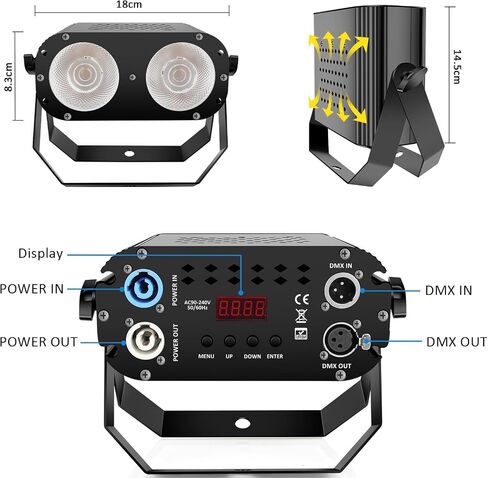 LED Blinder Stage Par Lights: 200W LED Strobe Stage Light COB 3IN1 RGB Blinder Dimmable Par Spotlight by DMX Control for Wedding Party Chauvet Theater Concert Band Stage Lighting Effects in Saudi Arabia