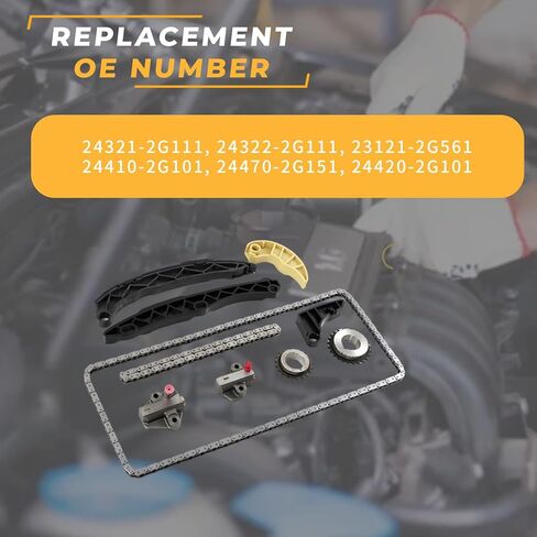 مجموعة سلسلة توقيت المحرك، مناسبة لشركة Hyundai Kia Sonata Optima G4KH G4KC 2.4L، مجموعة سلسلة توقيت السيارات مجموعة قطع غيار مجموعة تروس مضخة الزيت in Kuwait