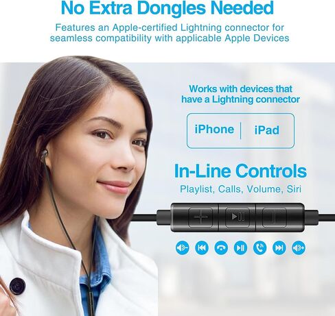 Naztech Platinum Lightning Earphones with Mic - Apple MFi Certified, Advanced Premium Noise Isolating Fit with Controls, In-Ear Wired Earbuds for iPhone, iPad & iPods- Black in Kuwait