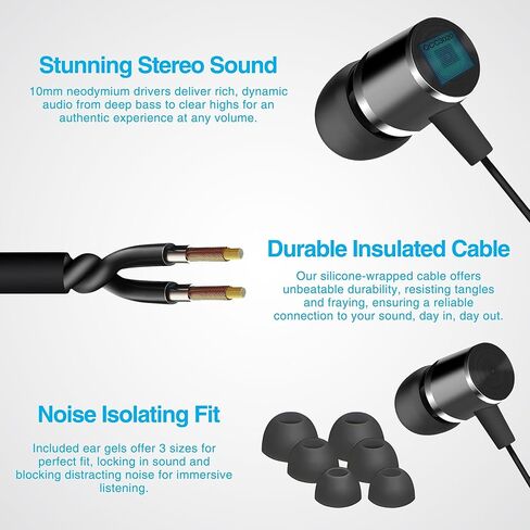 Naztech Platinum Lightning Earphones with Mic - Apple MFi Certified, Advanced Premium Noise Isolating Fit with Controls, In-Ear Wired Earbuds for iPhone, iPad & iPods- Black in Kuwait