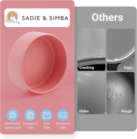 SADIE & SIMBA Ceramic Cat Bowls Dog Bowl Set with Raised Bamboo Stand for Cats Small Dog Puppy (2 Cups) (Small, White) in Saudi Arabia