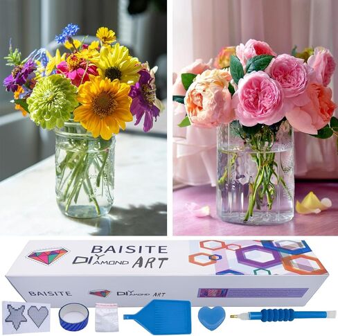 BAISITE Diamond Art Kits for Adults Beginners,2 Pack Round 5D Paint with Diamonds Pictures Full Drill Cross Stitch Home Wall Decor DIY Crafts Kits(12x16 Inches) BSTDP001-002 in Saudi Arabia