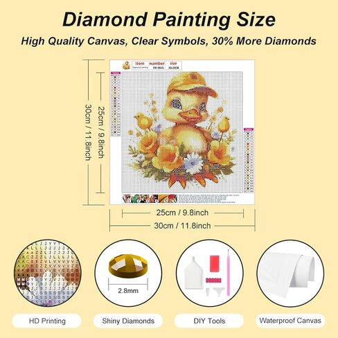 FHBUBPUP Diamond Painting Kits for Adults, Duck Diamond Art Kits, Full Drill Round Gem Art, DIY Paint with Diamond Beads Crafts for Home Wall Decoration Gifts 12x12 inch in Saudi Arabia