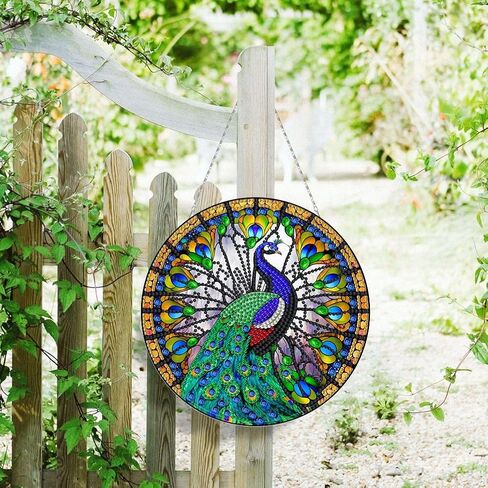 DIY الاكريليك الماس الفن اللوحة اكليلا من الزهور مجموعات خاصة على شكل حجر الراين جولة الماس الفن نافذة شنقا المعلقات زينة مجموعات (جانب واحد الحفر نقطة) (#07-فلامنغو) in Kuwait