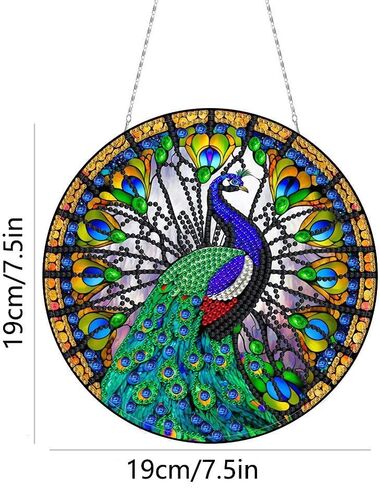 DIY الاكريليك الماس الفن اللوحة اكليلا من الزهور مجموعات خاصة على شكل حجر الراين جولة الماس الفن نافذة شنقا المعلقات زينة مجموعات (جانب واحد الحفر نقطة) (#07-فلامنغو) in Kuwait