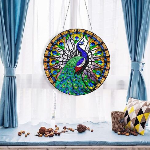 DIY الاكريليك الماس الفن اللوحة اكليلا من الزهور مجموعات خاصة على شكل حجر الراين جولة الماس الفن نافذة شنقا المعلقات زينة مجموعات (جانب واحد الحفر نقطة) (#07-فلامنغو) in Kuwait