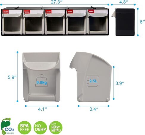 SHUTER Plastic Small Parts Organizer, Dental Tilt out Storage Container System, Tip Out bin for screws, nuts, small tools, Kits Included, Stackable Storage Bins with 5 Drawers, Black, FO-605-BK in Saudi Arabia